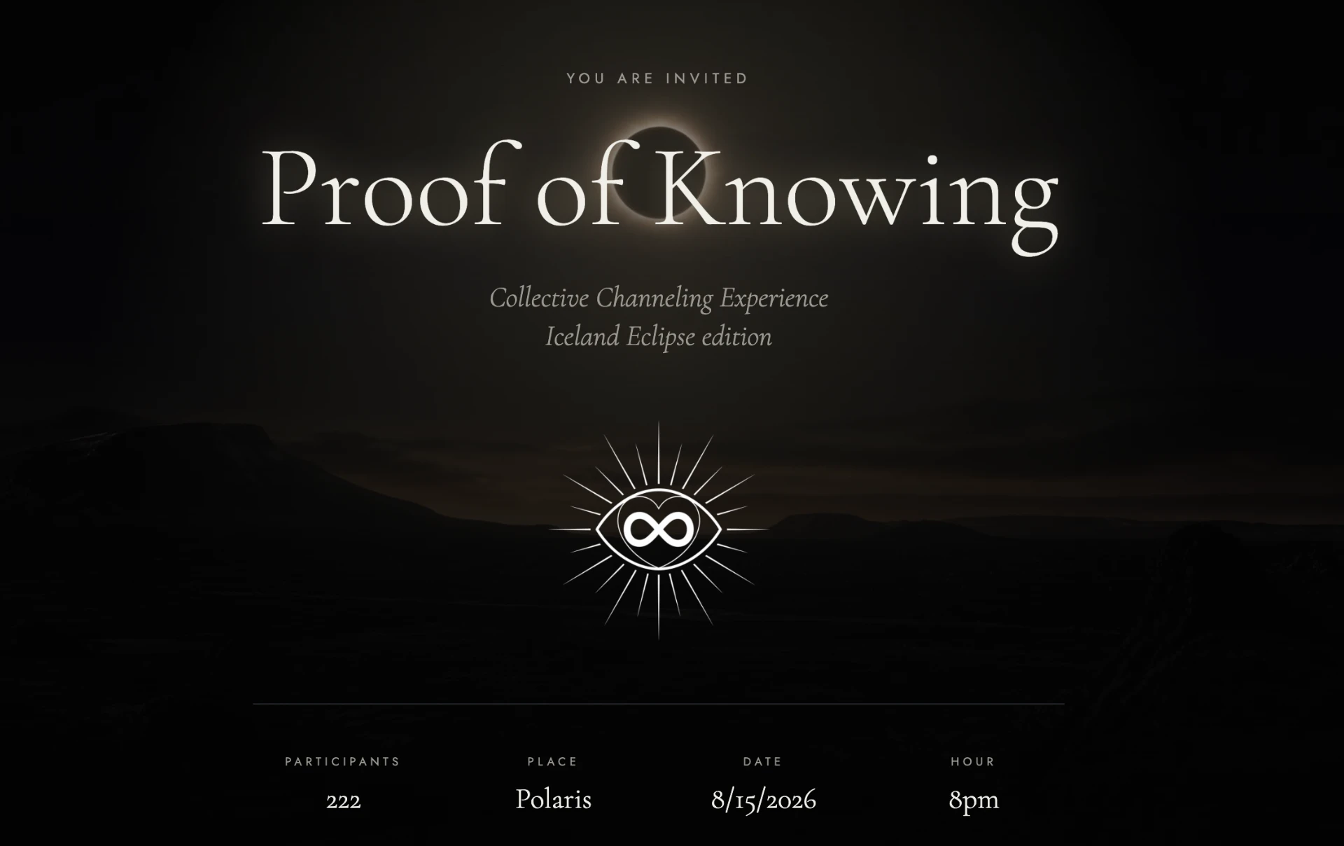 Iceland Eclipse Collective Channeling Experience invitation